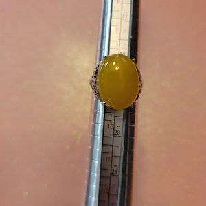 Sterling Silver Yellow Gemstone Ring Adjustable Size!